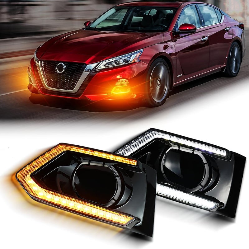 BINQIGOO Front Bumper Fog Light Daytime Running Lamp Turn Signal LED Compatible with Nissan Altima 2019-2022 S SR SV SL Platinum - Image 1